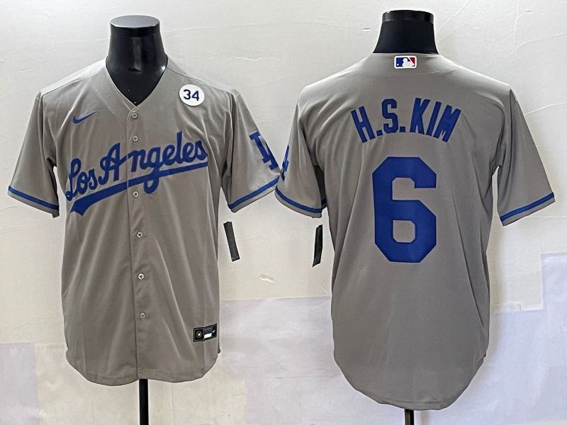 Men 2025 Los Angeles Dodgers #6 H.S.Kim Grey Game Nike MLB Jersey style 8->los angeles dodgers->MLB Jersey
